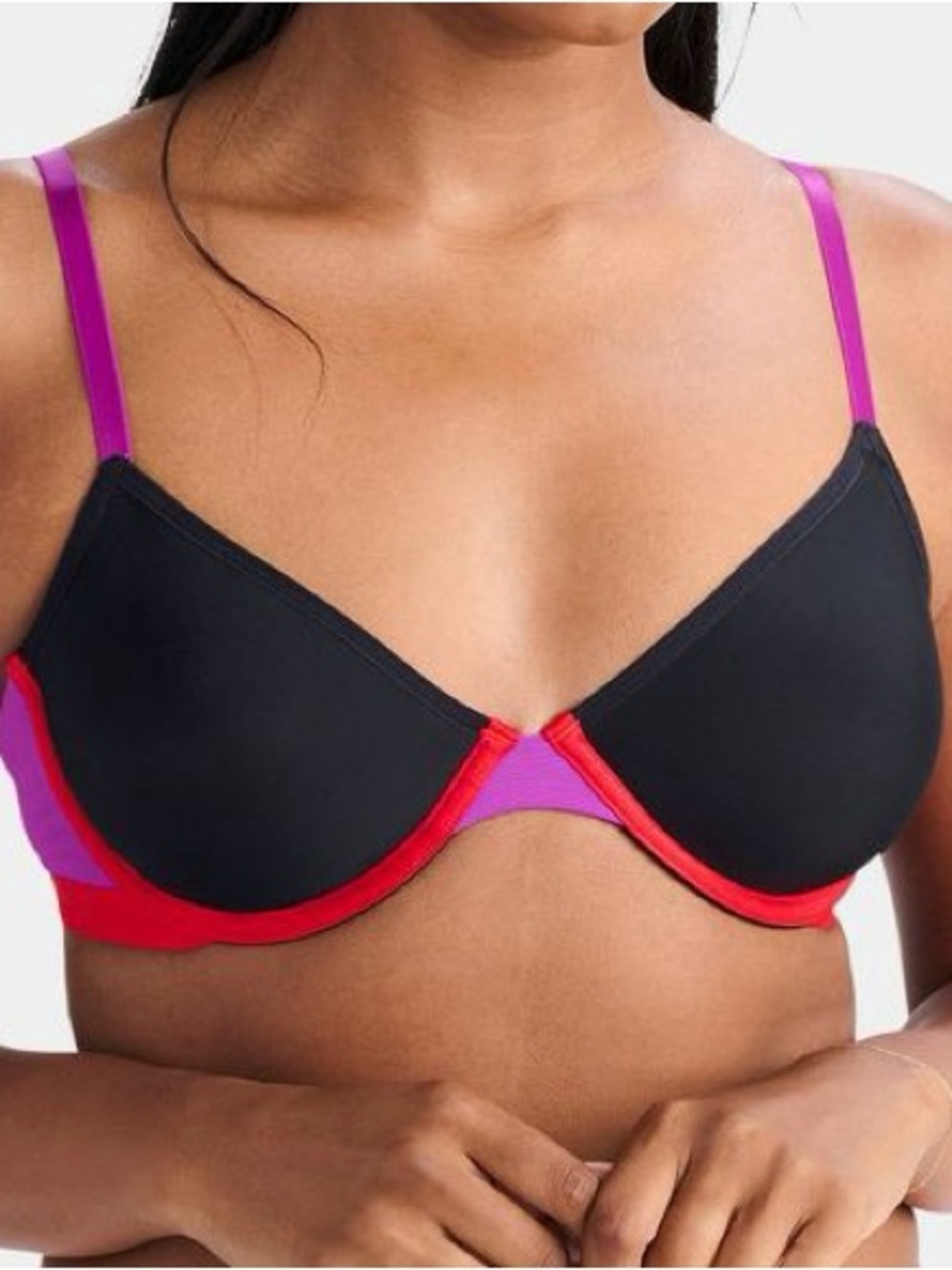 Parade NWT Re:Play Unlined Underwire Black Red Purple Bralette